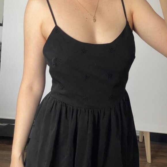 En Creme Black Spaghetti Strap Knee-Length ballerina mini Dress Size Medium - Picture 2 of 9